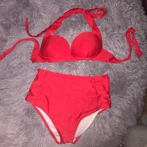 High waisted red swimsuit!!